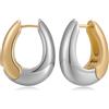 HolidayQbee Orecchini Donna Cerchio Oro e Argento, Design Elegante Bicolore, Ipoallergenici e Antiscolorimento, Accessori Raffinati Fatti a Mano, Regalo Chic per Ogni Occasione