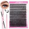 Fadlash Kit di Extension Ciglia Ciuffetti 60D 280pcs Ciglia Finte Individuali di 0,07 D Curva Mix 8-16mm Cluster Lashs Naturali, Bond e Seal, Pinzette, DIY a Casa Salone