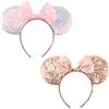 DRESHOW 2 Pezzi Cerchietto con Orecchie da Topo Fasce Orecchie da Topo Cerchietti Carnevale per Donna per Capelli Belle Orecchie da Topo Copricapo Decorazioni