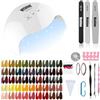 Vishine Visine Kit Semipermanente Unghie, Kit Set Smalto Semipermanente Professionale Completo in 48 Pcs Gel Lampada 40w UV/LED Smalti Gel Kit con Base e Top Coat, Kit Manicure Semipermanente
