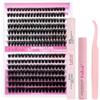 FADLASH Kit di Extension Ciglia Ciuffetti 60D e 80D, 259pcs Ciglia Finte Volume Russo da 0,07mm Curva D Mix 8-16mm Naturali Lash Individuali, Bond e Seal, Remover, Pinzette per Lash Cluster
