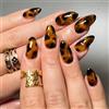 Aribliseza Press On Nails, 24 pezzi unghie finte a mandorla media con stampa leopardata, gel lucidi a copertura totale, unghie acriliche artificiali per autunno e inverno, unghie adesive
