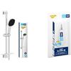 GROHE Vitalio Comfort 110 e QuickGlue S - Set doccia (doccia quadrata da 11 cm, 2 getti, flessibile doccia 1,75 m, asta da 60 cm con vassoio, sistema anticalcare), cromo, 26929001