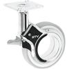 GTV Gira - Rotelle per mobili, con freno, Ø 75 mm, in plastica e acciaio, cromate e grigio opaco (Confezione da 6)