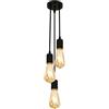DAXGD 3 Luci Lampada a Sospensione Industriale, E27 Lampadario in Ferro, Nero Lampada da Soffitto Creativa E27 per Camera da Letto, Cucina, Soggiorno, Ristorante (Senza Lampadina)