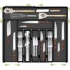 Charmofun Portaposate da Cassetto, Organizer Cucina Espandibile con 9 Scomparti, Nero
