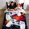 Homemissing Set di biancheria da letto con copripiumino per ragazzi, motivo: gamepad ad acquerello, con videogiochi, controller per videogiochi, 2 pezzi, per letto singolo