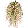 msymsyu Glicine Finto 4 Pezzi Fiori Finti Rosa Piante Finte Cascanti 76cm Fiori Artificiali per Decorazione Parete Balcone Portico Giardino Casa Festa Fiori Finti Glicine
