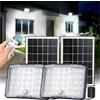 Giliwosy Luci Solari da Esterno, 3600mAh 4 Modes Faretto LED da Esterno Solare con Telecomando, Illuminazione a 210° Luce Solare LED Esterno, IP66 Impermeabile Faro LED Esterno con Pannello Solare, 2 Pezzi