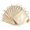 Leafico Sacchetti in Cotone Riutilizzabili Small 13x18 cm per Frutta Secca, Semi, Noci, Snack, Aglio, Cosmetici - Buste Multiuso Lavabili e Naturali per Casa e Spesa Sfusa - Confezione da 12 Pezzi