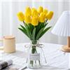 Probuk 10pcs Tulipani Artificiali Gialli in Mazzo - Simbolo di Amicizia Gioiosa e Saluti Solari, Decorazione Primaverile, Ufficio, Soggiorno