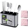 WANDGU Scolaposate per posate: Porta Posate a 4 scomparti, Porta Posate da Cucina in Acciaio Inossidabile, Forchetta Cucchiaio Organizzatore Rack, Porta Utensili Cucina per Coltello Forchetta
