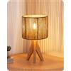 EDISHINE Lampada da Comodino LED, Paralume Corda Intrecciata Mano, Boho | Treppiede in Legno Massello, Bianco Caldo 2700K, Lampada Decorativa per Camera, Soggiorno e Hotel, Lampadina E27 4 W