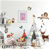 kina - Adesivo Murale Bambini Decorazione Parete Cameretta R00430 - Materiale Eco-Tessuto, Ecologico Anallergico, Riposizionabile, Effetto Carezza, Asilo Nido - Grafica Bosco e Misura 120x30 cm