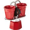 Bialetti Mini Express Color, Set Caffettiera 2 Tazze + 2 Bicchierini, Alluminio, Rosso