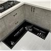 Hoimlm - 2 tappeti da cucina, moderni e lavabili, motivo geometrico, antiscivolo, per cucina e sala da pranzo, 40 x 60 cm + 40 x 120 cm, colore: forchetta nera