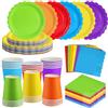 ZblPyro 120 Pezzi Multicolore stoviglie per feste di compleanno per 30 Ospiti | 23 e 18 cm piatti carta ondulati, bicchieri carta, tovaglioli, compleanno bambini, buffet, pride.