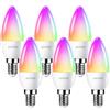 ANWIO Lampadina Alexa, Lampadina Smart,5W Equivalenti a 40W,470Lm,C37, Lampada Smart Wifi E14 con Telecomando Compatibile con Alexa, Echo and Google Assistant, RGB Intelligente Dimmerabile,6 Pcs