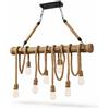 Maka Light Lampadario a sospensione classico in corda di canapa con 8 luci stile vintage