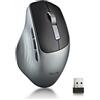 NGS Lush-RB - Mouse wireless multidispositivo USB-C ricaricabile, trimodale 2,4 GHz + BT 4.0 + BT 5.0, 6 pulsanti silenziosi, DPI 800/1000/1600, per destrorsi