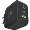 ICY BOX Caricatore GaN 65W - USB-C e USB-A, Power Delivery 3.0, funzione di ricarica rapida, compatto e leggero, 2 porte USB-C, 1 porta USB-A, per smartphone, tablet e notebook - IB-PS1030-PD.