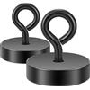 Neosmuk Gancio magnetico ad anello, 36 kg, con vite ad anello per cabina di crociera, gancio magnetico da appendere, ganci Cruise Essentials (nero, confezione da 2)