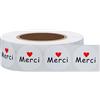 Hycodest Adesivi rotondi francesi grazie Merci Etichette adesive bianche con cuore rosso 1.000 etichette 1