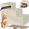 BAKAJI Scala per Animali Domestici con 3 Gradini e Rivestimento Sfoderabile in Peluche, Rampa per Gatti e Cani Anziani, Scaletta con Imbottitura ad Alta Densità, 45,5 x 36 x 34 cm… (Beige)