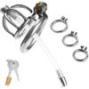 BDSMYOU Gabbia di Castità per Uomo,Gabbia per Pene in Acciaio Inossidabile con Dilatatore Uretrale e 3 Anelli per Testicoli,Chastity Cage in Metallo Cintura di Castità,Sex Toys Uomo (A)