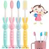 FANSEZQ 4 spazzolini da denti per bambini coniglietto dei cartoni animati, spazzolini per bambini con spazzole in setole morbide, Spazzolino da denti con setole extra fini per bambini 3-6 anni
