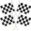 XIHIRCD 4pz Bandiere a Scacchi, 28x20cm Bandiere da Regata con Punta di Lancia Rotonda Riutilizzabili Bandiere in Bianco e Nero per Decorazioni di Eventi Sportivi