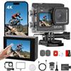 SJCAM SJ6 Ultra 4K Action Camera, con scheda da 64 GB, fotocamera sportiva con doppio schermo, impermeabile fino a 30 m, per snorkeling, casco da moto con stabilizzazione a 6 assi, live streaming