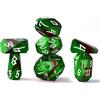 FONVGOGO Set di dadi in metallo per DND e drago, set di dadi in metallo D e D, con scatola di cartone, unici e fantastici, poliedrici, per giochi di ruolo, giochi da tavolo, idea regalo (nero verde)