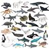 JOKFEICE Figure di animali 32 pezzi Plastica realistica Figurine di animali dell'oceano Giocattoli per l'apprendimento, Cake Topper Regalo per la festa di compleanno per bambini
