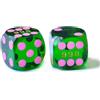 BESCON DICE Bescon - Dadi di precisione professionali ad angolo rotondo, 14,3 mm, con puntini colorati, dadi di precisione per backgammon, 14,3 mm (verde gemma con puntini rosa)