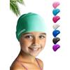 KIDVERSE Cuffia da nuoto per bambini - ragazzi e ragazze - Cuffia da nuoto 100% resistente agli strappi e impermeabile - Cuffia da bagno con protezione UV - Cappello da bagno in silicone