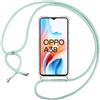 ISOI Cover con Cordino per OPPO A38 4G/OPPO A18 4G, Custodia Trasparente con Collana Tracolla Laccio Collo Ultra Sottile Morbido TPU Silicone Antiurto AntiGraffio Antiscivolo Case, Verde
