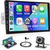 Rimoody Wireless Carplay Autoradio 1 Din con Android Auto 9 Pollici Touchscreen Autoradio con Mirror Link FM Radio Bluetooth USB/AUX/Tipo C/DVR Comandi al Volante 12LED Telecamera Posteriore Microfono
