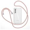 XTCASE Cover con Cordino per Samsung Galaxy S22 5G, Custodia Trasparente con Collana Tracolla Laccio Collo Ultra Sottile Morbido TPU Silicone Antiurto AntiGraffio Case, Oro Rosa
