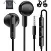 AILZPXX Auricolari con Filo, 3,5mm Auricolari In-Ear Cuffie per Samsung Cuffie con Filo e Microfono, Hi-Fi Stereo Cuffiette Isolamento Acustico Jack 3.5 mm per iPhone, Samsung, Xiaomi, Oppo, Sony, Huawei,Nero