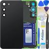 LUVSS Coperchio Copribatteria Scocca Vetro Posteriore Imposta per Samsung Galaxy S23 SM-S911B/DS (Nero)