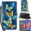 Haninsuze Cover per Huawei Y6 2019 Custodia Cover Pelle Libro Portafoglio con Porta Carte Magnetica Protezione Antiurto Cuoio Flip Case Custodia Cover per Huawei Y6 2019, farfalla dorata