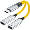LAMSCAT Splitter USB C da 1 a 2 C a C Jack Adattatore e Ricarica Spina Y Doppio Attacco Hub per Telefono Cellulare Mac, Laptop (C-YELLOE)