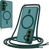 Pnakqil Cover Magnetica con Cordino per Samsung Galaxy S26 Plus/S26+, Compatibile con MagSafe, Sottile con Laccio Collana Tracolla Regolabile AntiGraffio Case con Collana-Verde