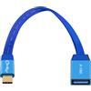 HuaLiSiJi Cavo OTG Type C a USB 3.0 10Gbps Piatto Cavo OTG USB C Adattatore Tipo C maschio a Type 3.0 Femmina per Telefoni Cellulari, Tablet, Flash (Blu, 0.2 m)