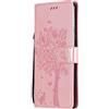GOKEN Cover per Oppo A16 / Oppo A54s / Oppo A16s, Custodia Flip TPU/PU Portafoglio Pelle con Stand/Carte Slot, Chiusura Magnetica Goffrata con Motivo Telefono Case Custodie, Oro Rosa