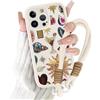 Yirlbey Cover con Cordino per iPhone 15 Pro, Morbido Silicone Custodia con Aesthetic Collage Leopardata Disegni,Antiurto Bumper Case con Tracolla Collana Orologi per Catena iPhone 15Pro 6,1,Sole Moda