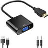 HYTTER Adattatore HDMI a VGA Convertitore video 1080P maschio a femmina con porta audio da 3,5 mm e porta miniUSB a USB per PC, laptop, DVD, monitor, proiettore, HDTV, Chromebook