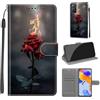 KENHONER Cover Compatibile con Xiaomi Redmi Note 12 Pro 4G / Note 11 Pro, Premium Pelle PU Portafoglio Flip Libro Custodia per Xiaomi Redmi Note 11 Pro 5G [Protezione Completa] - fiamma rosa