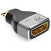 deleyCON Mini HDMI Adattatore Cavo di Accoppiamento Connettore 8K@60Hz / 4K@120Hz UHD 7680x4320 Alluminio HDMI 2.1 ARC HDR10+ VRR ALLM 48Gbps Grigio Nero